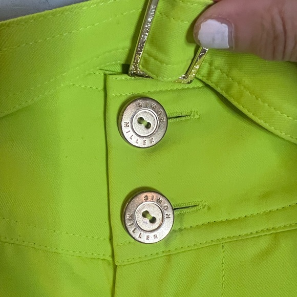 Simon Miller long length high rise tailored shorts with belt, lime green,size XS - Picture 6 of 11